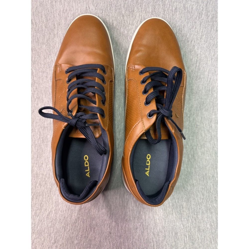 ALDO Men's Size 9.5 Brown Cognac Lace Up Casual Sneakers Low Top Shoes